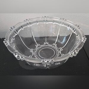 Vintage Candy Dish Serving Bowl KIG Oyster Pearl Pattern 7” Beaded Glass